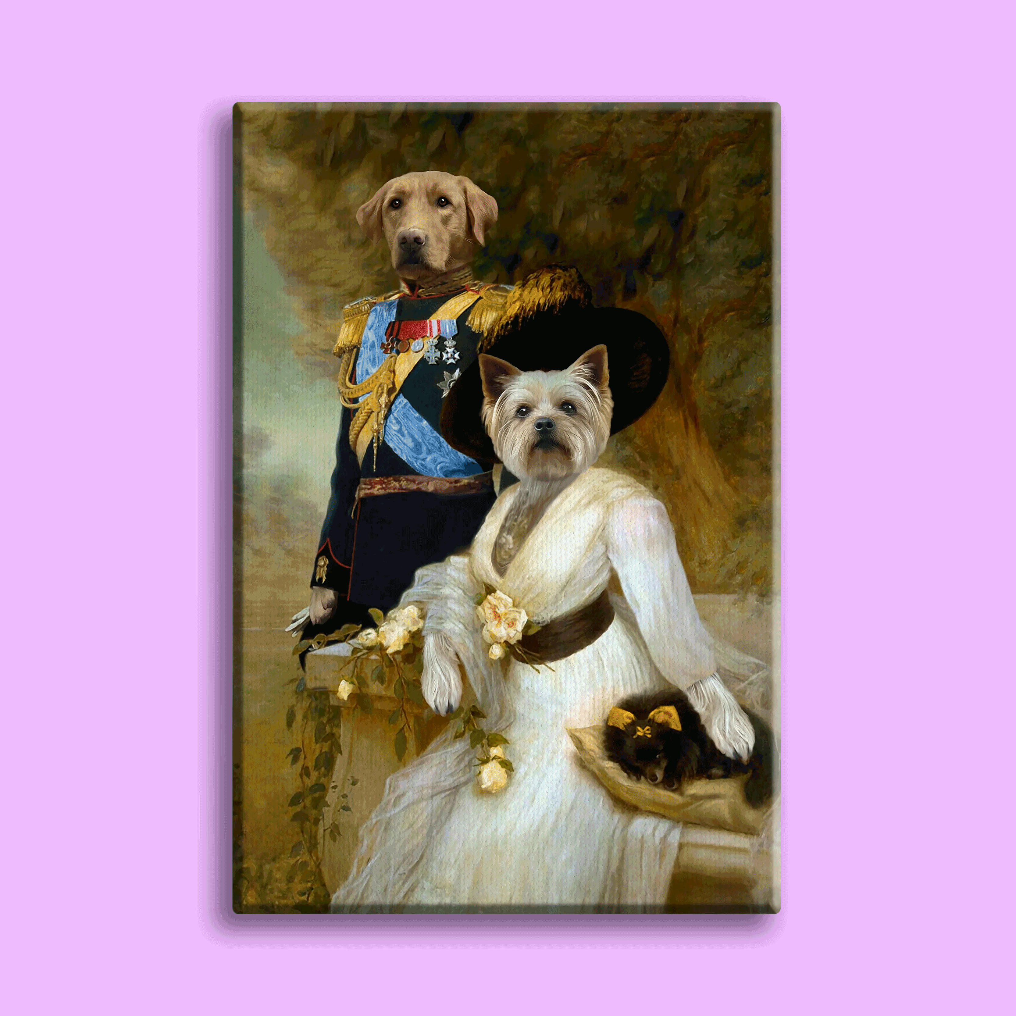 Royal Couple Custom Pet Portrait - Elegant Renaissance Style Canvas
